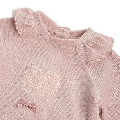 Girls Embroidered Nappy Opening Babysuit