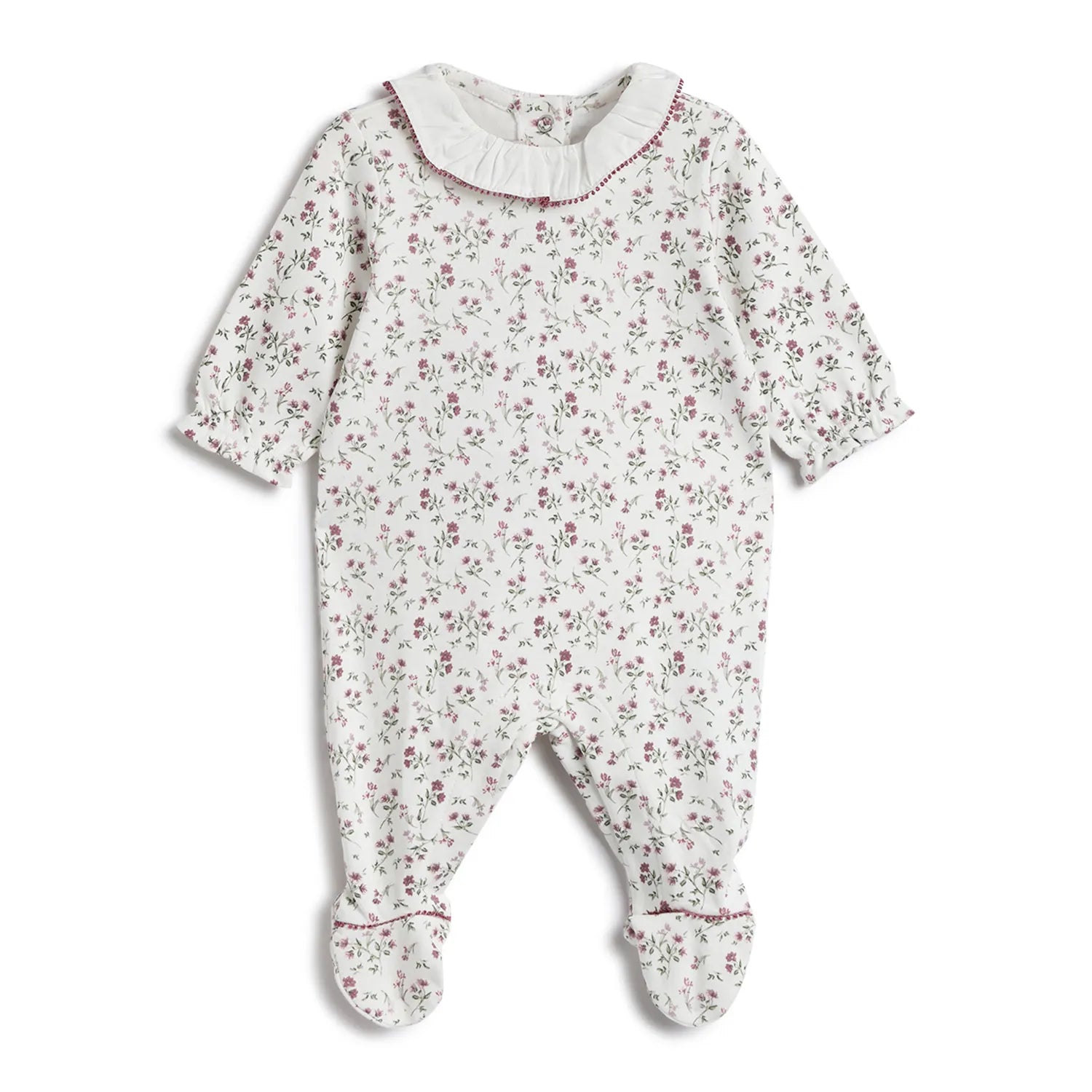 Girls Floral Printed Leg Opening Babysuit