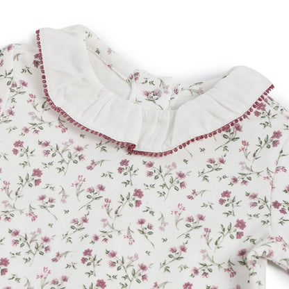 Girls Floral Printed Leg Opening Babysuit