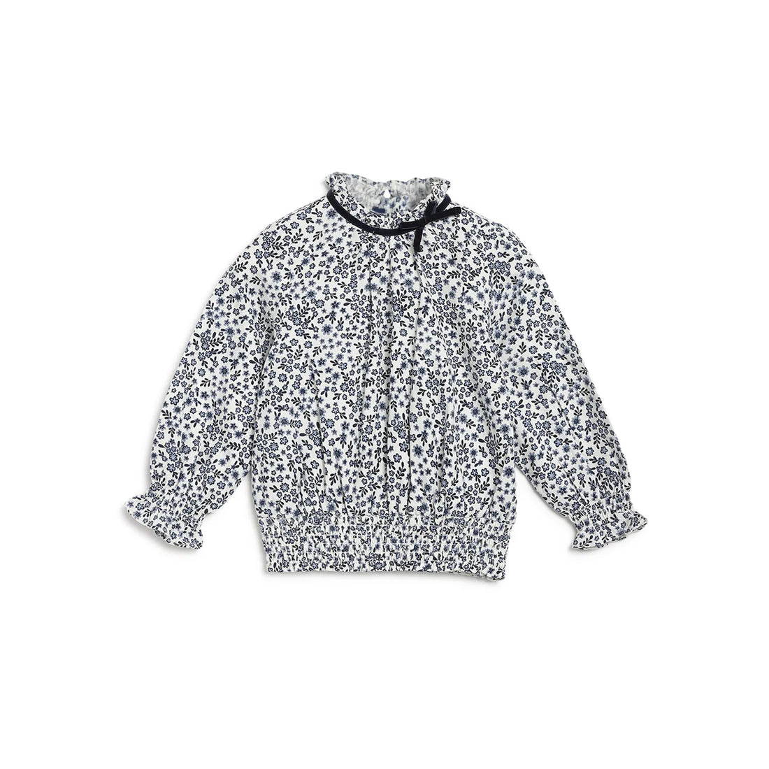 Girls Floral Printed Puff Sleeve Top