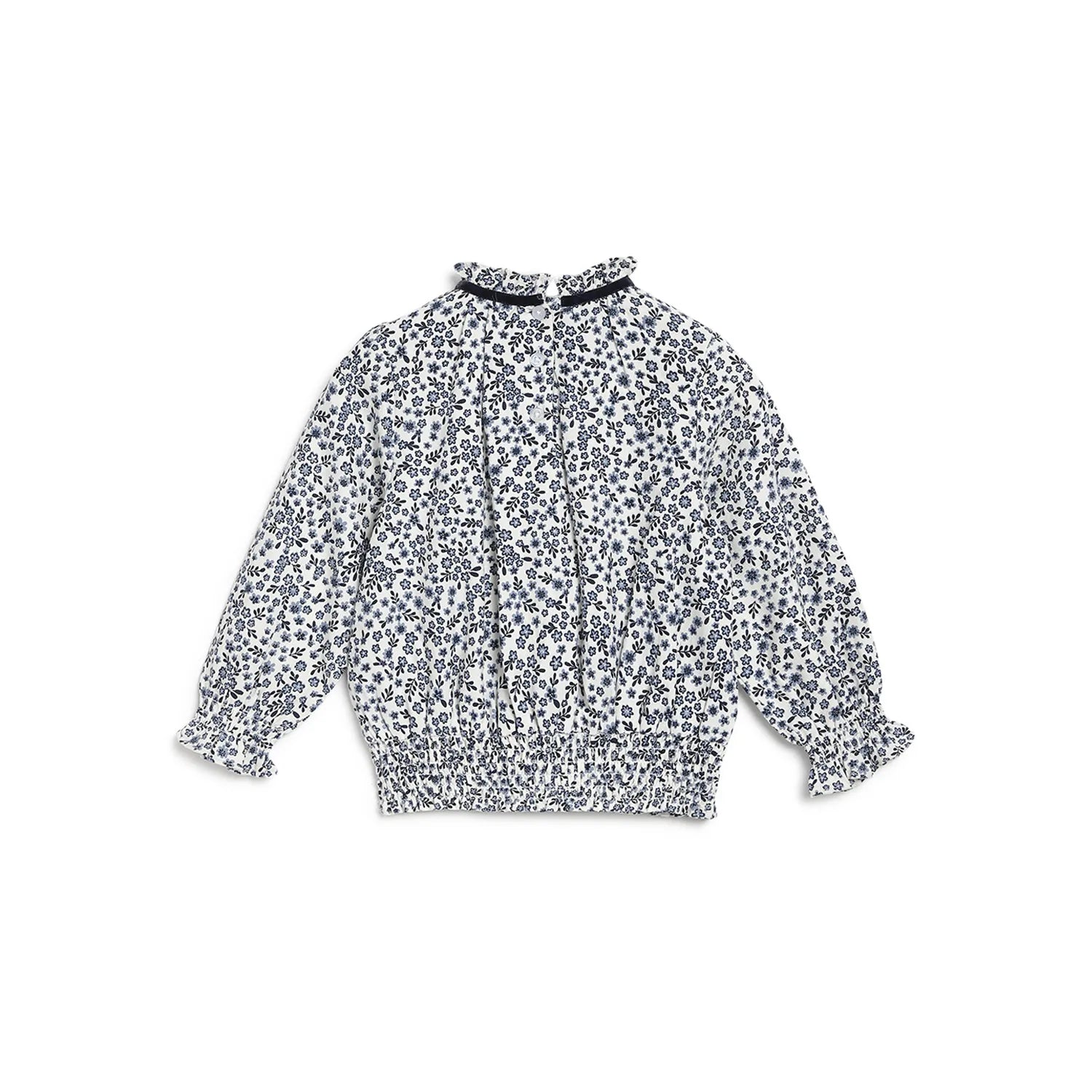 Girls Floral Printed Puff Sleeve Top