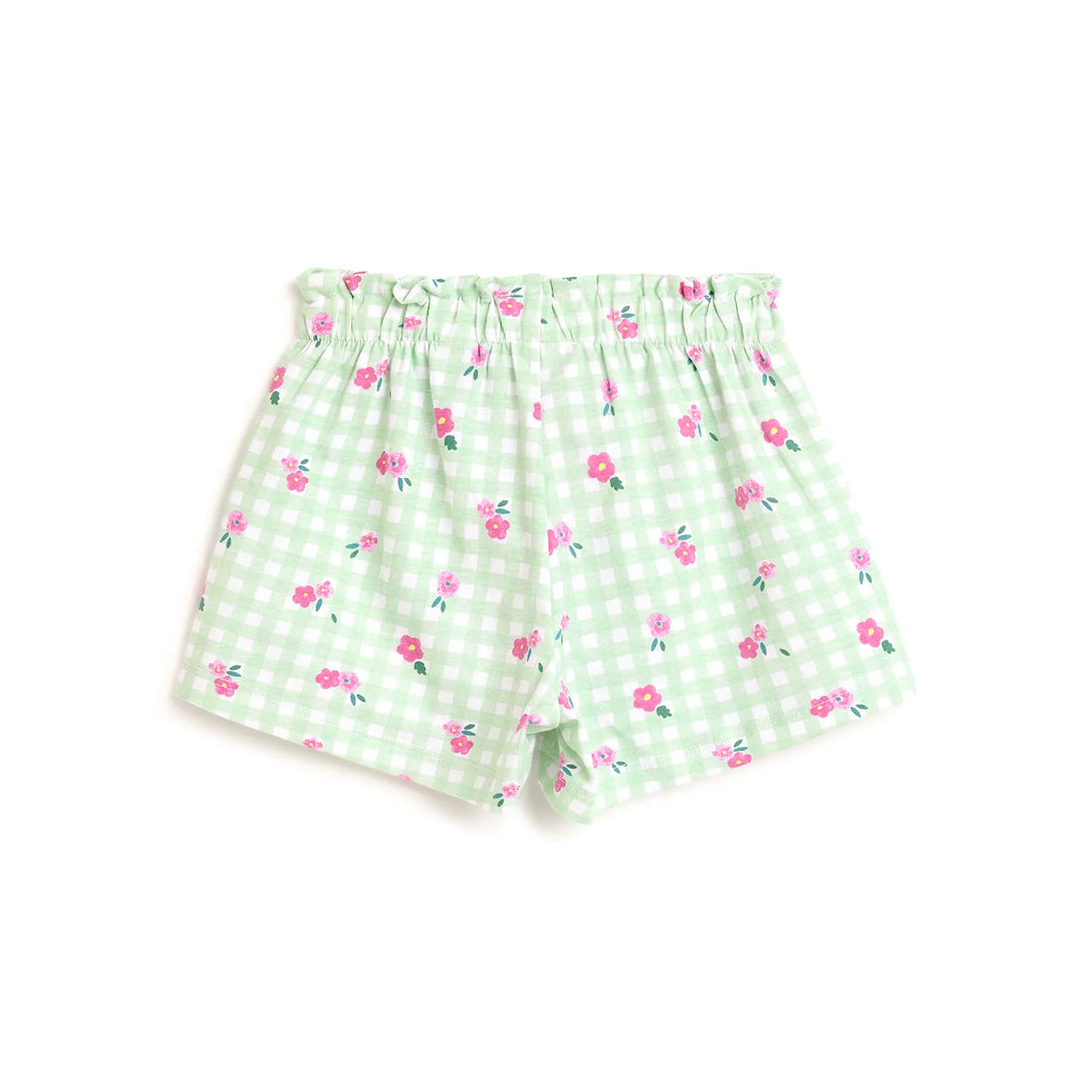 Girls Green Checked Shorts