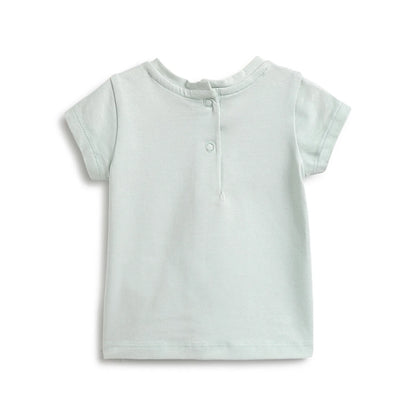 Girls Green Floral Printed T-shirt