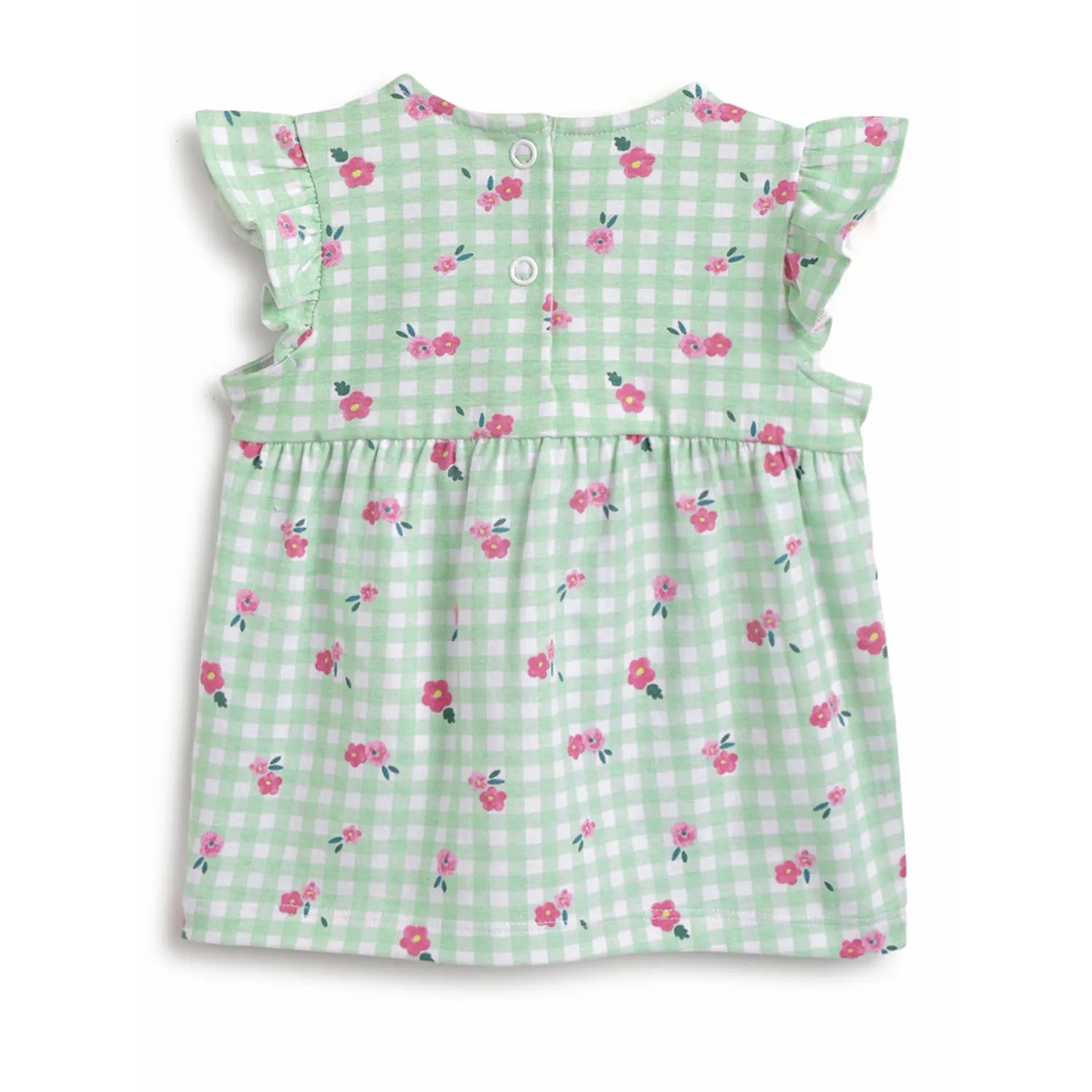 Girls Green Printed Top With Shorts