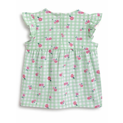 Girls Green Printed Top With Shorts