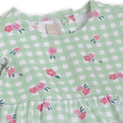 Girls Green Printed Top With Shorts