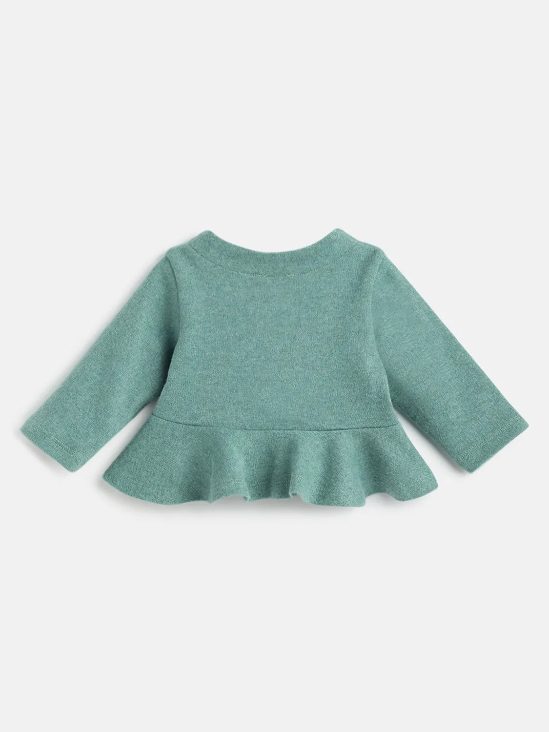 Girls Green Self Design Cardigan