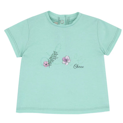 Girls Green Typography Printed T-shirt