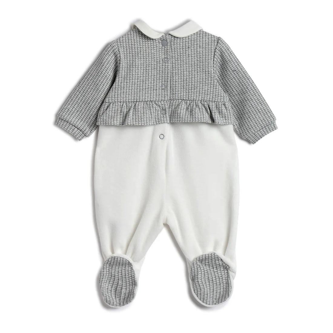 Girls Grey Colourblocked Leg Opening Babysuit
