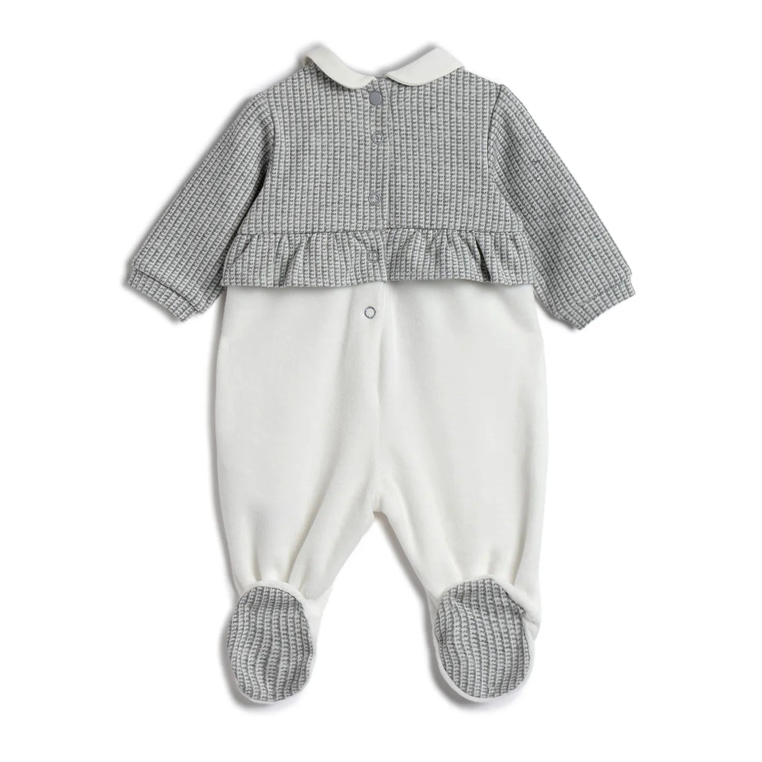 Girls Grey Colourblocked Leg Opening Babysuit