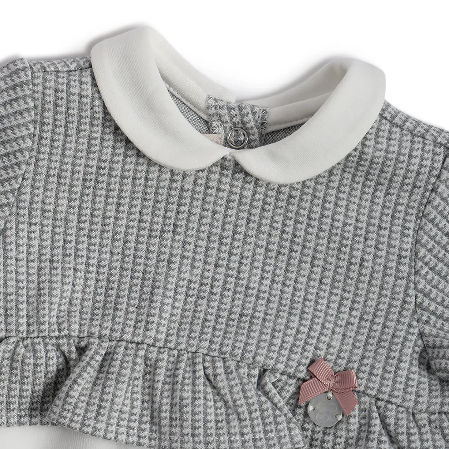 Girls Grey Colourblocked Leg Opening Babysuit