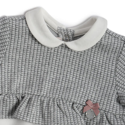 Girls Grey Colourblocked Leg Opening Babysuit