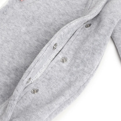 Girls Grey Embroidered Front Opening Babysuit