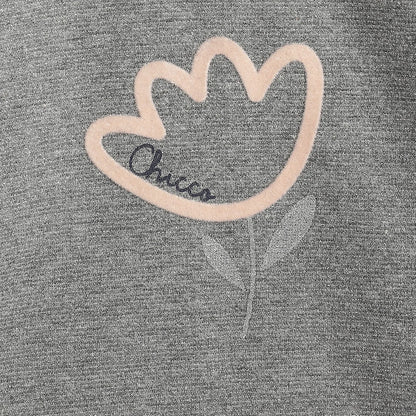 Girls Grey Floral Printed Sweatshirt with Leggings