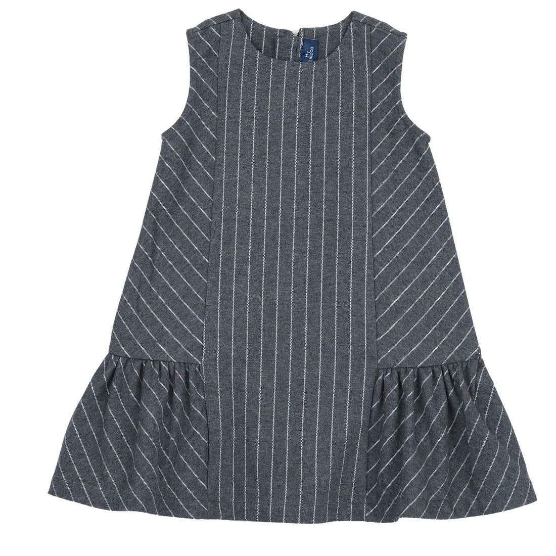 Girls Grey Striped Fit &amp; Flare Dress