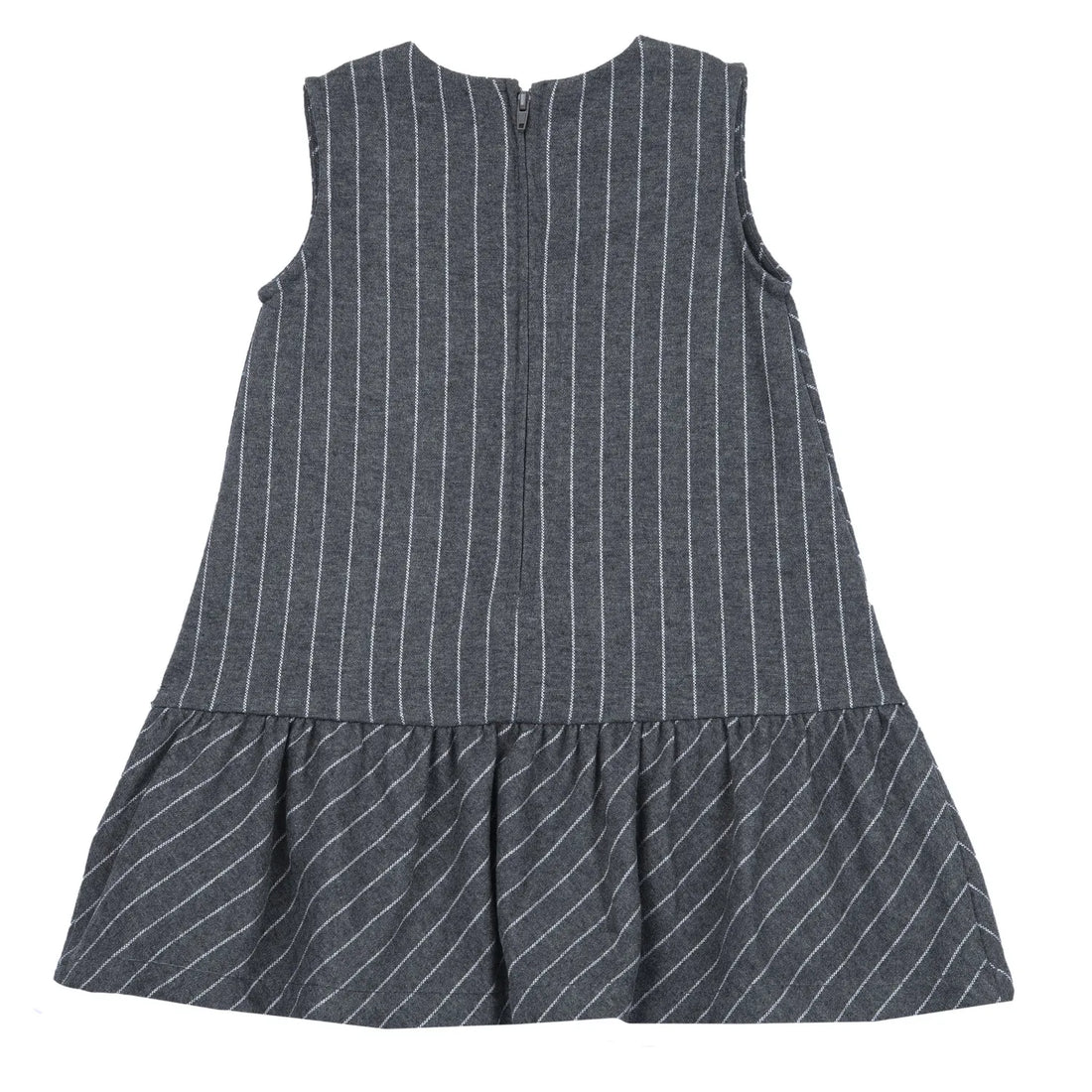 Girls Grey Striped Fit &amp; Flare Dress