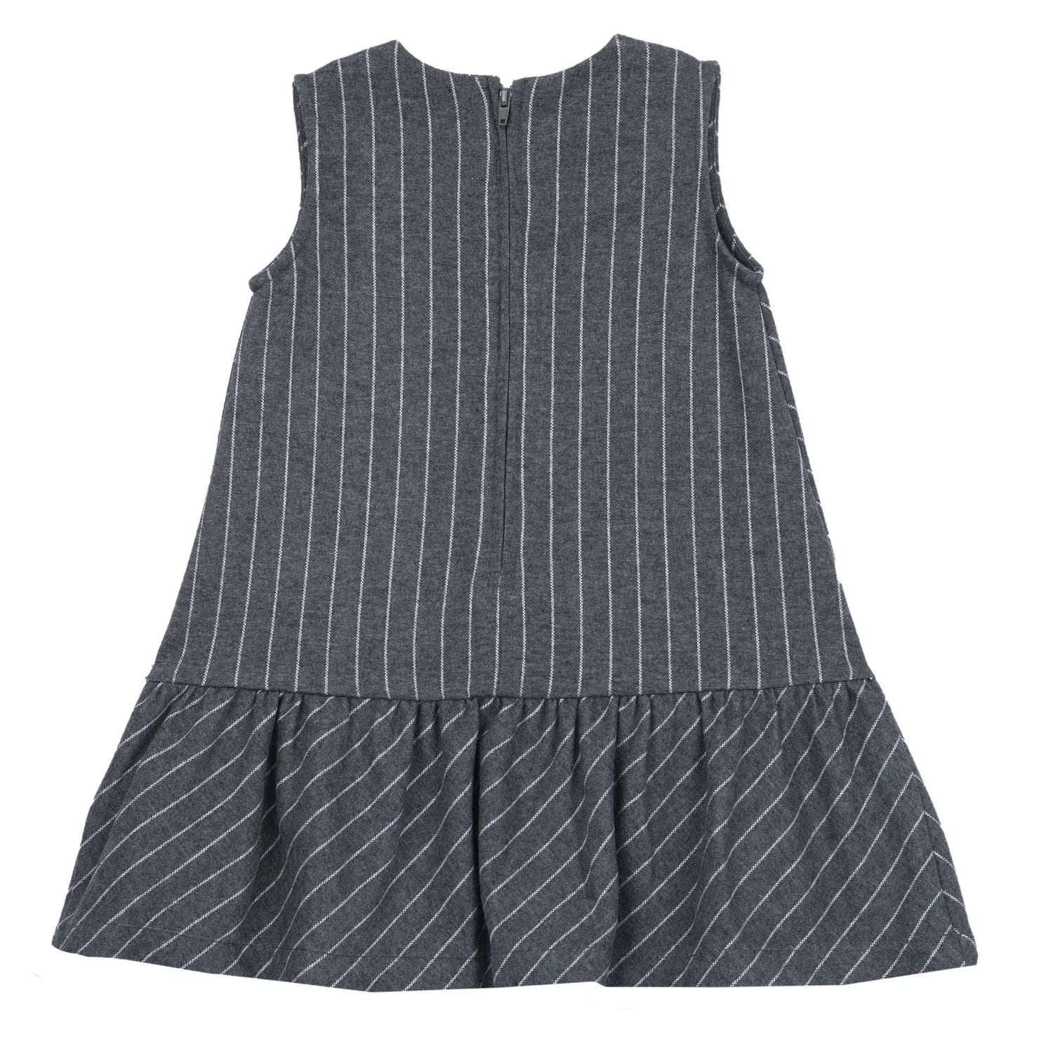 Girls Grey Striped Fit &amp; Flare Dress