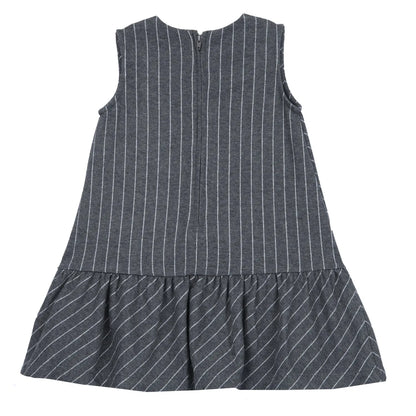 Girls Grey Striped Fit &amp; Flare Dress