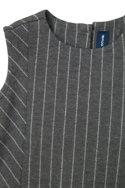 Girls Grey Striped Fit &amp; Flare Dress