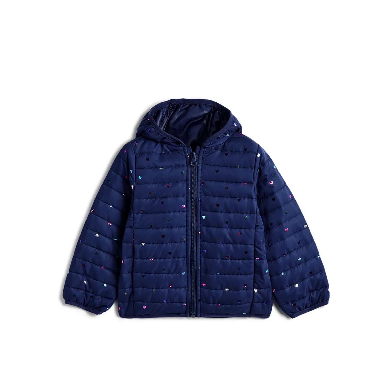 Girls Hooded Solid Padded Jacket