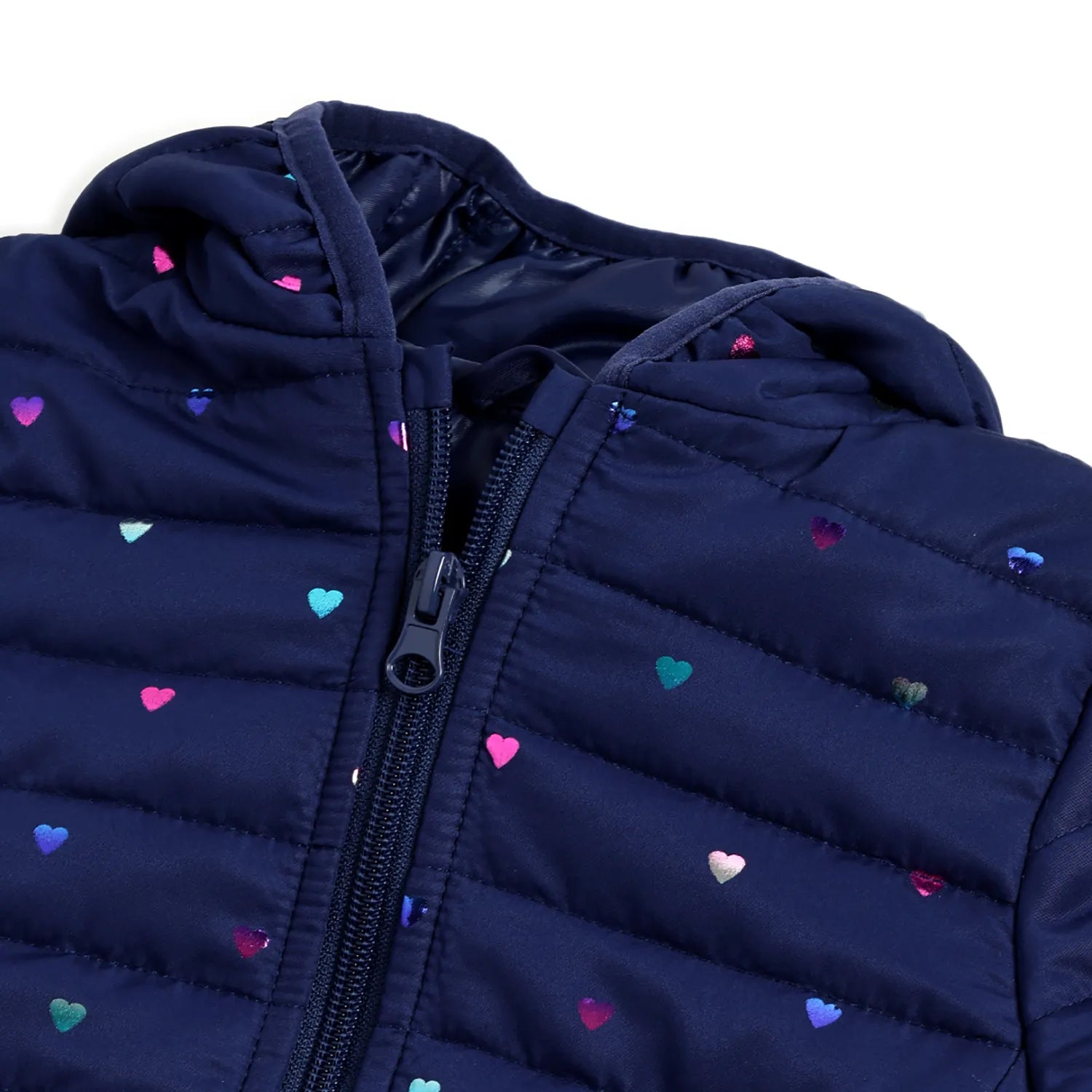 Girls Hooded Solid Padded Jacket