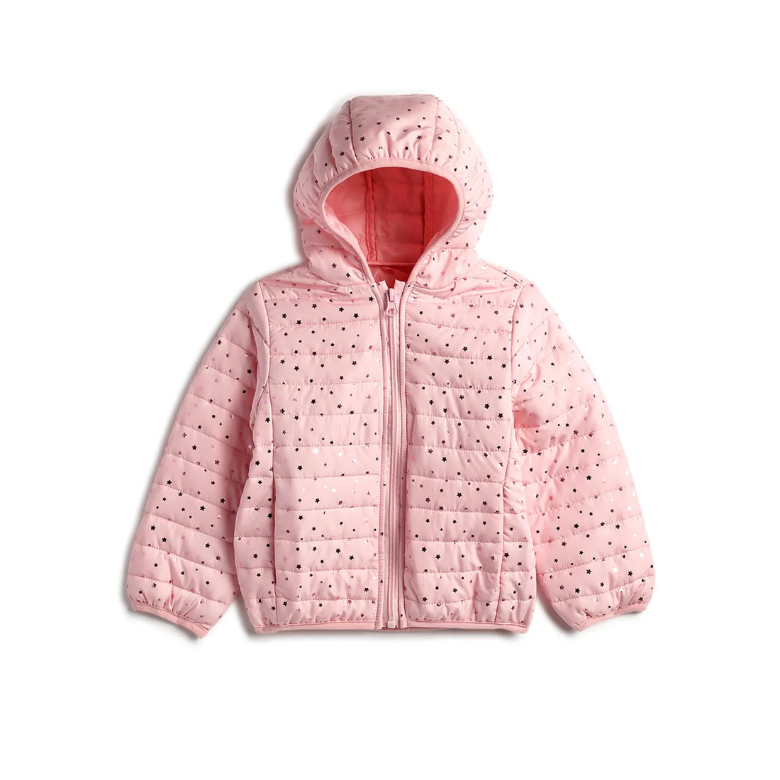 Girls Hooded Solid Padded Jacket