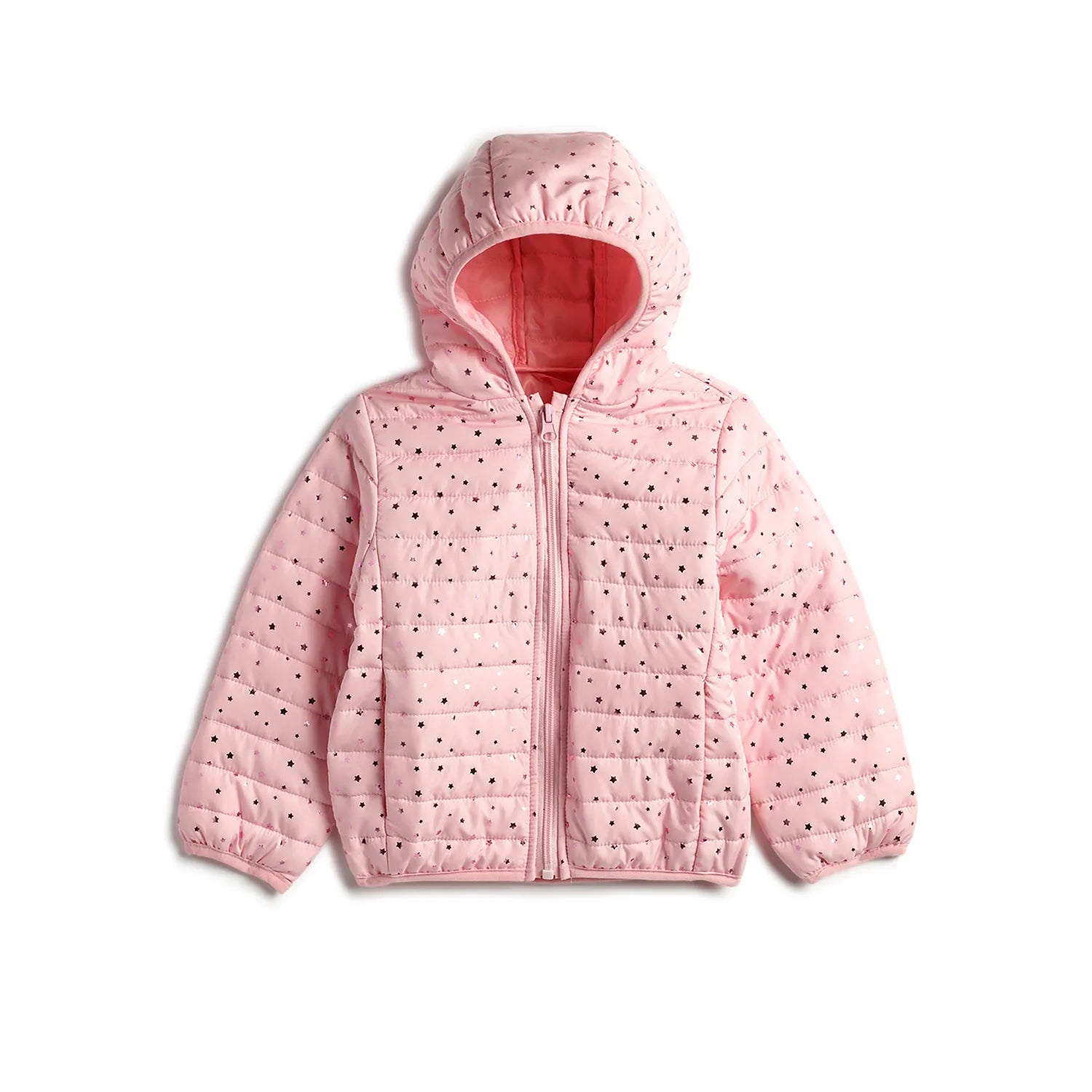 Girls Hooded Solid Padded Jacket