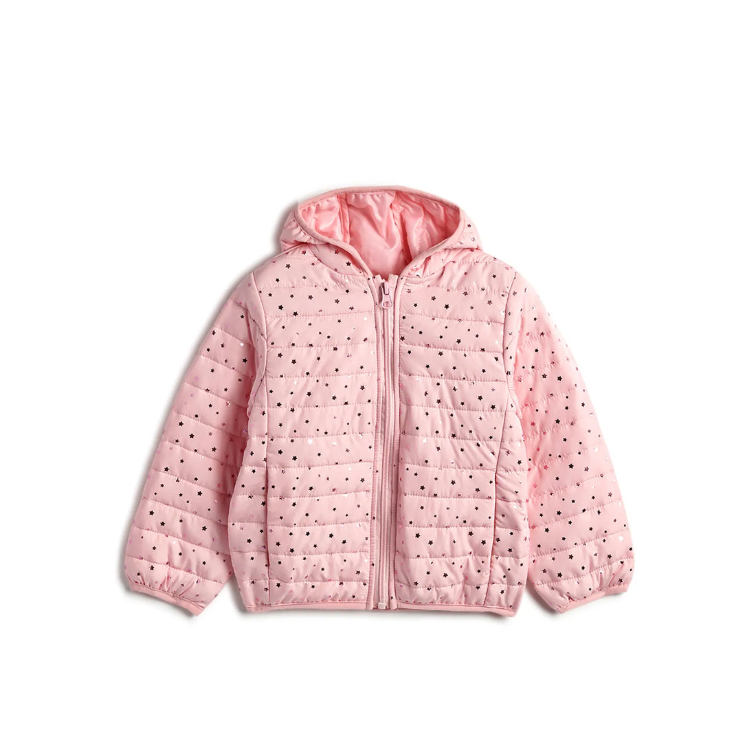 Girls Hooded Solid Padded Jacket