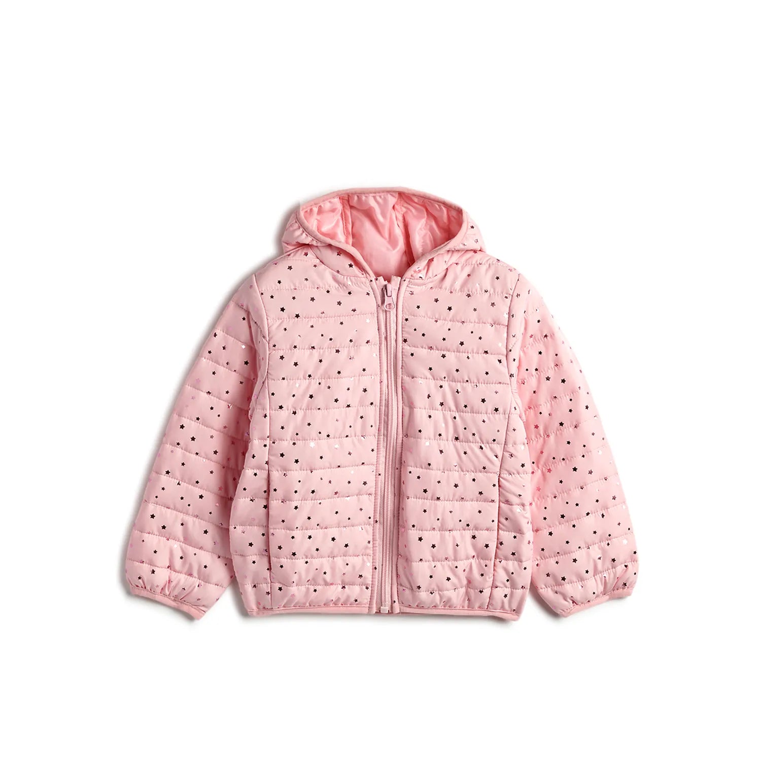 Girls Hooded Solid Padded Jacket