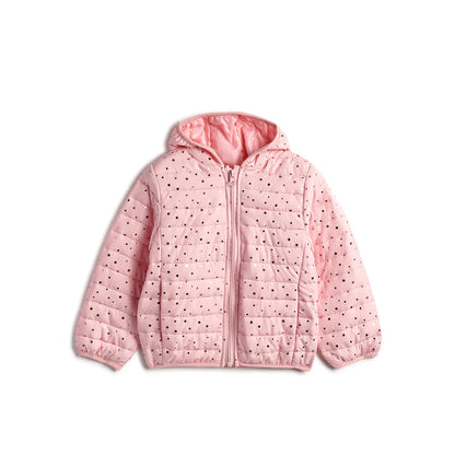 Girls Hooded Solid Padded Jacket