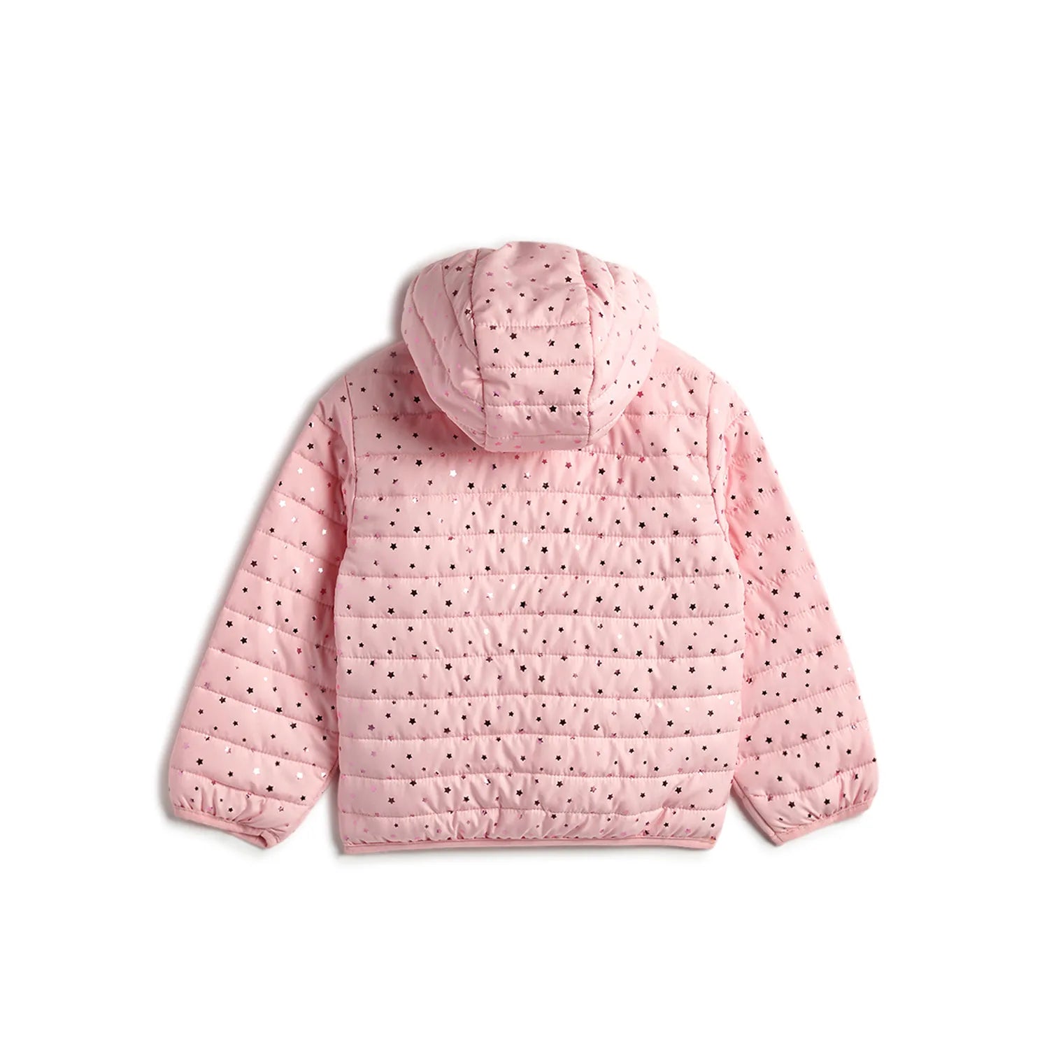 Girls Hooded Solid Padded Jacket