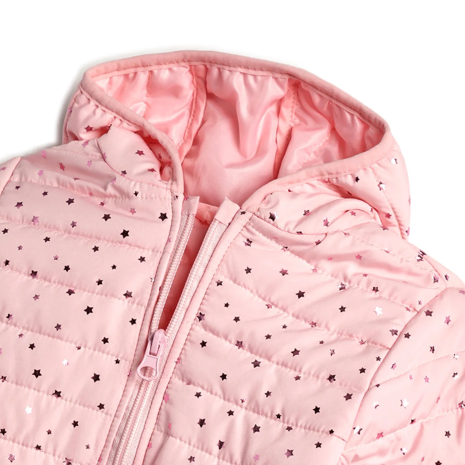 Girls Hooded Solid Padded Jacket