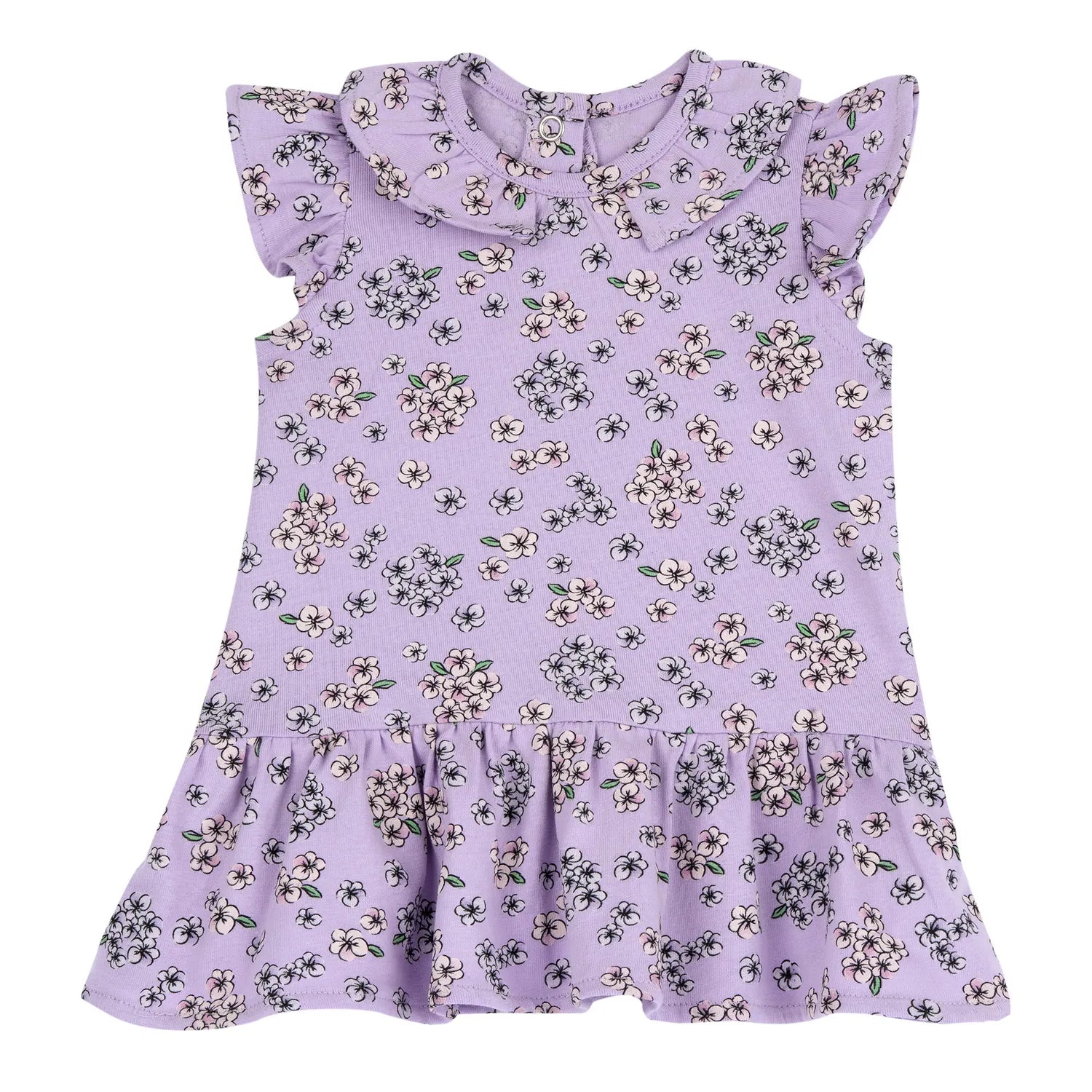 Girls Light Lilac Floral Printed Dress