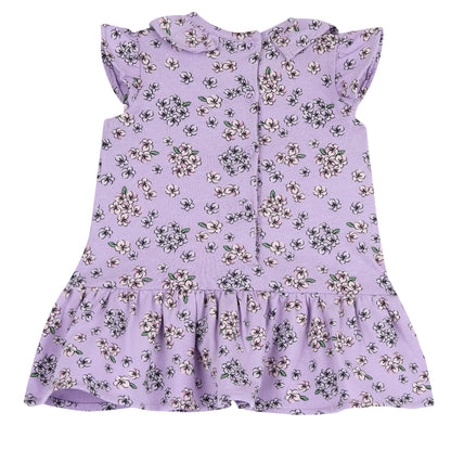 Girls Light Lilac Floral Printed Dress