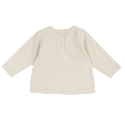 Girls Light Natural Applique Long Sleeve T-shirt