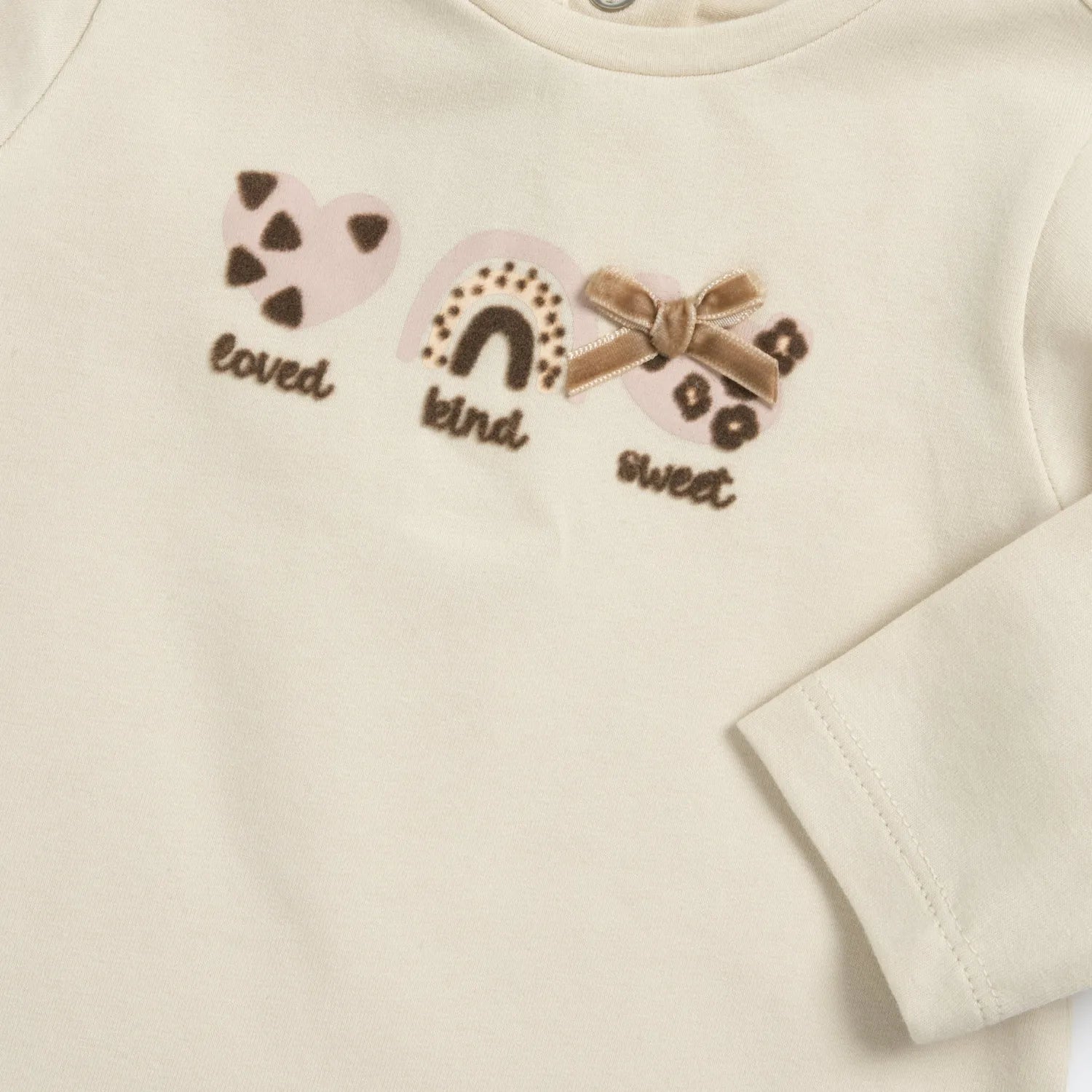 Girls Light Natural Applique Long Sleeve T-shirt