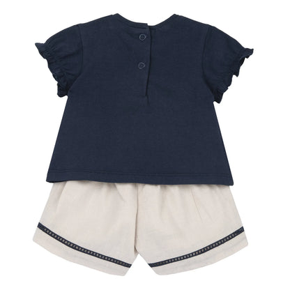 Girls Light Natural Embellished T-Shirt with Shorts