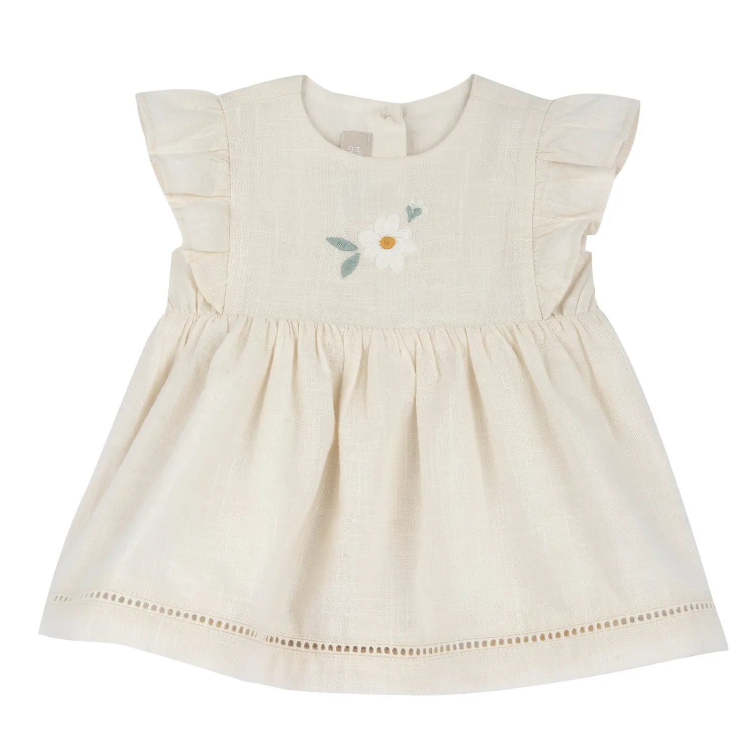 Girls Light Natural Embroidered Dress