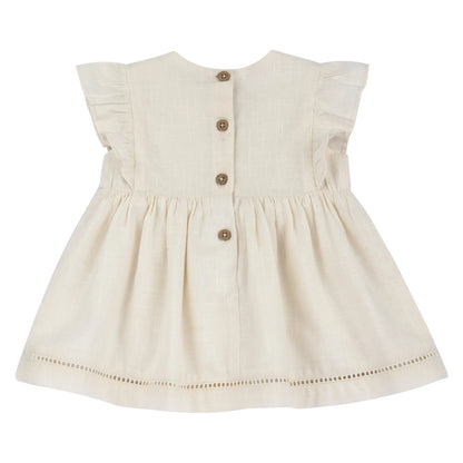 Girls Light Natural Embroidered Dress