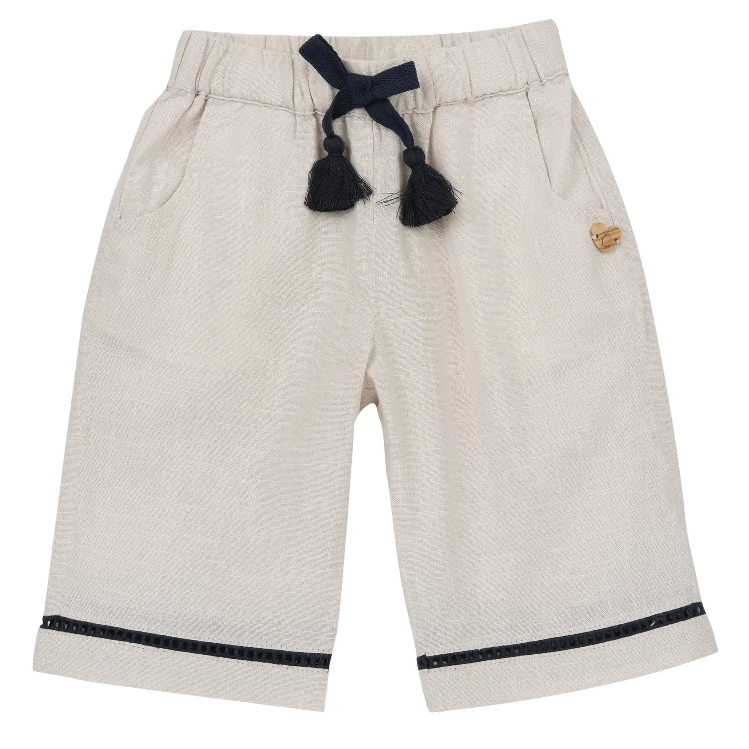 Girls Light Natural Self Design Trouser