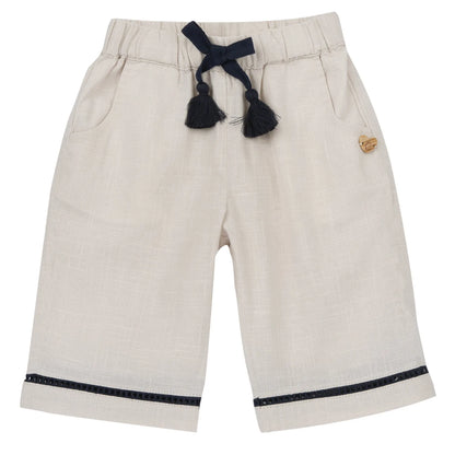 Girls Light Natural Self Design Trouser