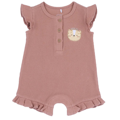 Girls Light Orange Embellished Romper