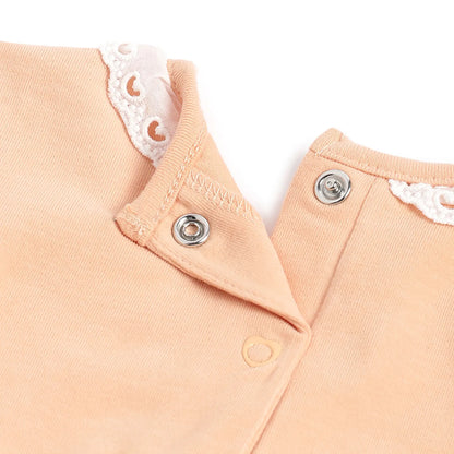 Girls Light Orange Printed T- Shirt