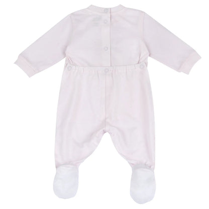 Girls Light Pink Animal Printed Back Opening Babysuit