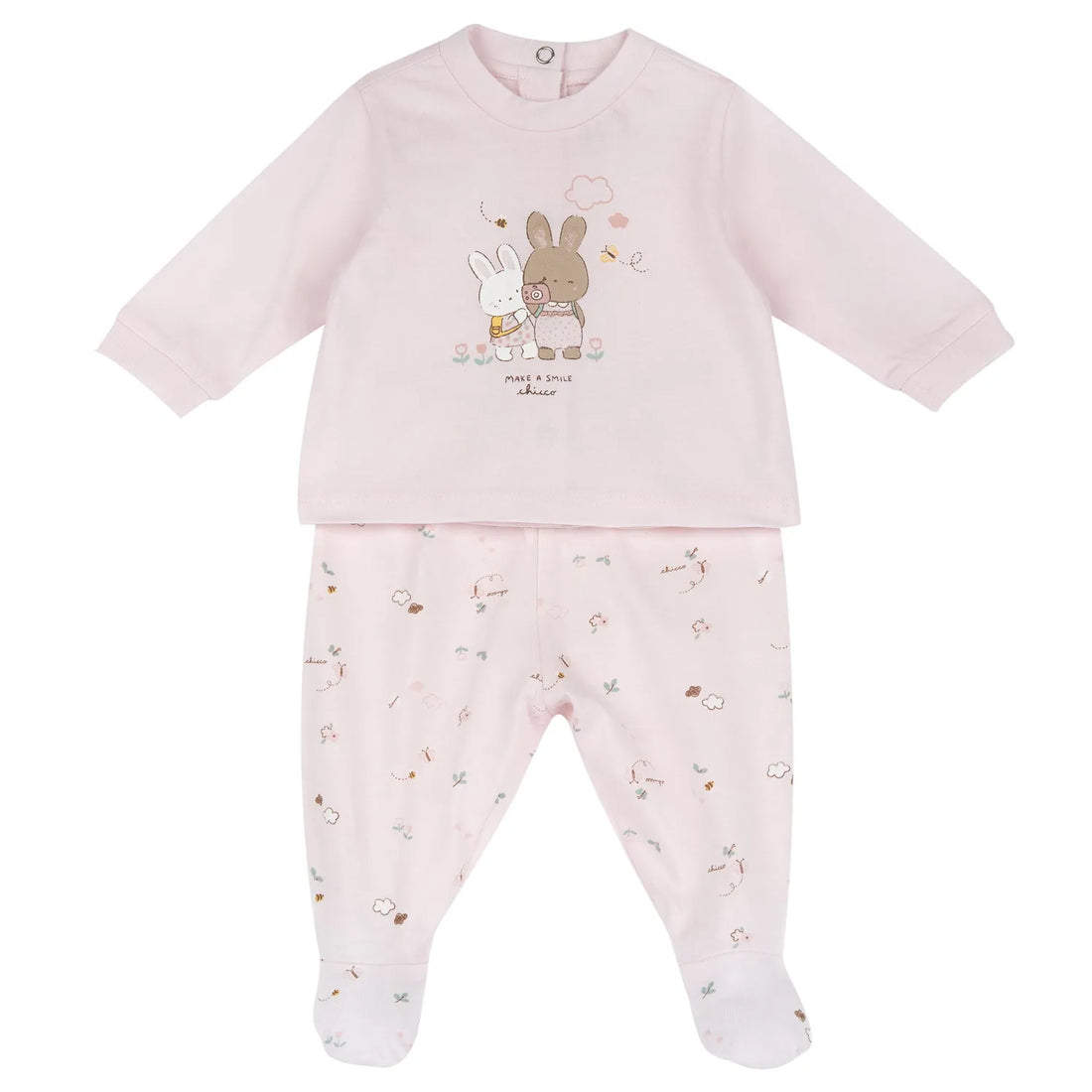 Girls Light Pink Animal Printed Smock with Leggings