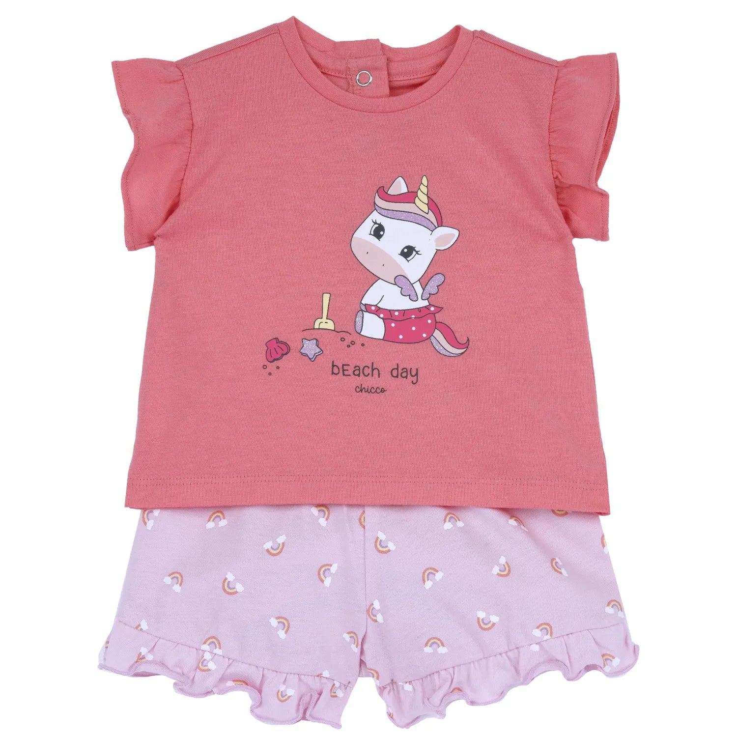 Girls Light Pink Animal Printed T-Shirt with Shorts