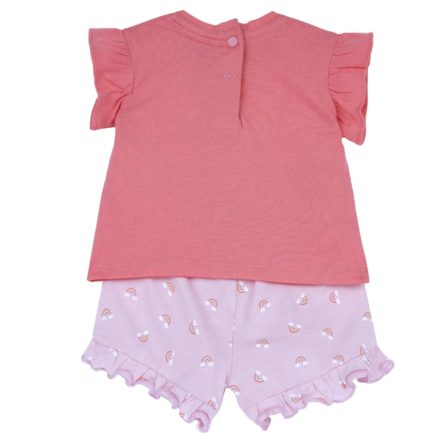 Girls Light Pink Animal Printed T-Shirt with Shorts