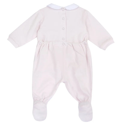 Girls Light Pink Embellished Back Opening Babysuit