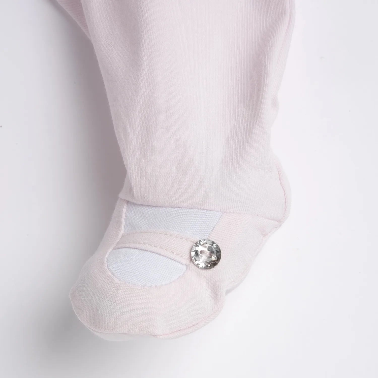 Girls Light Pink Embellished Back Opening Babysuit