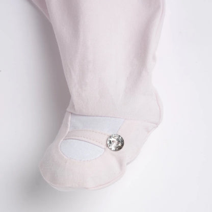 Girls Light Pink Embellished Back Opening Babysuit